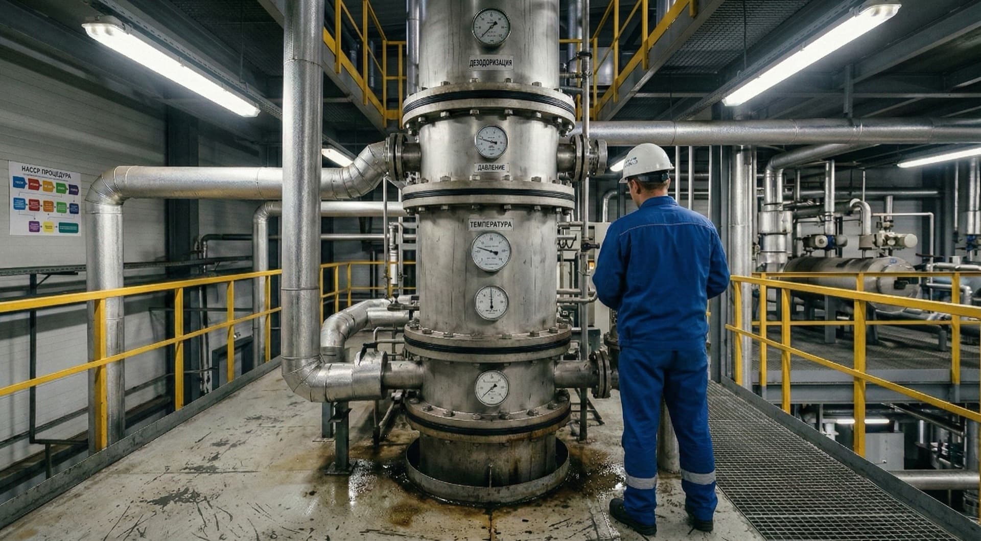 Deodorization column and processing equipment inside ALIONEXAGRO SRL refining facility